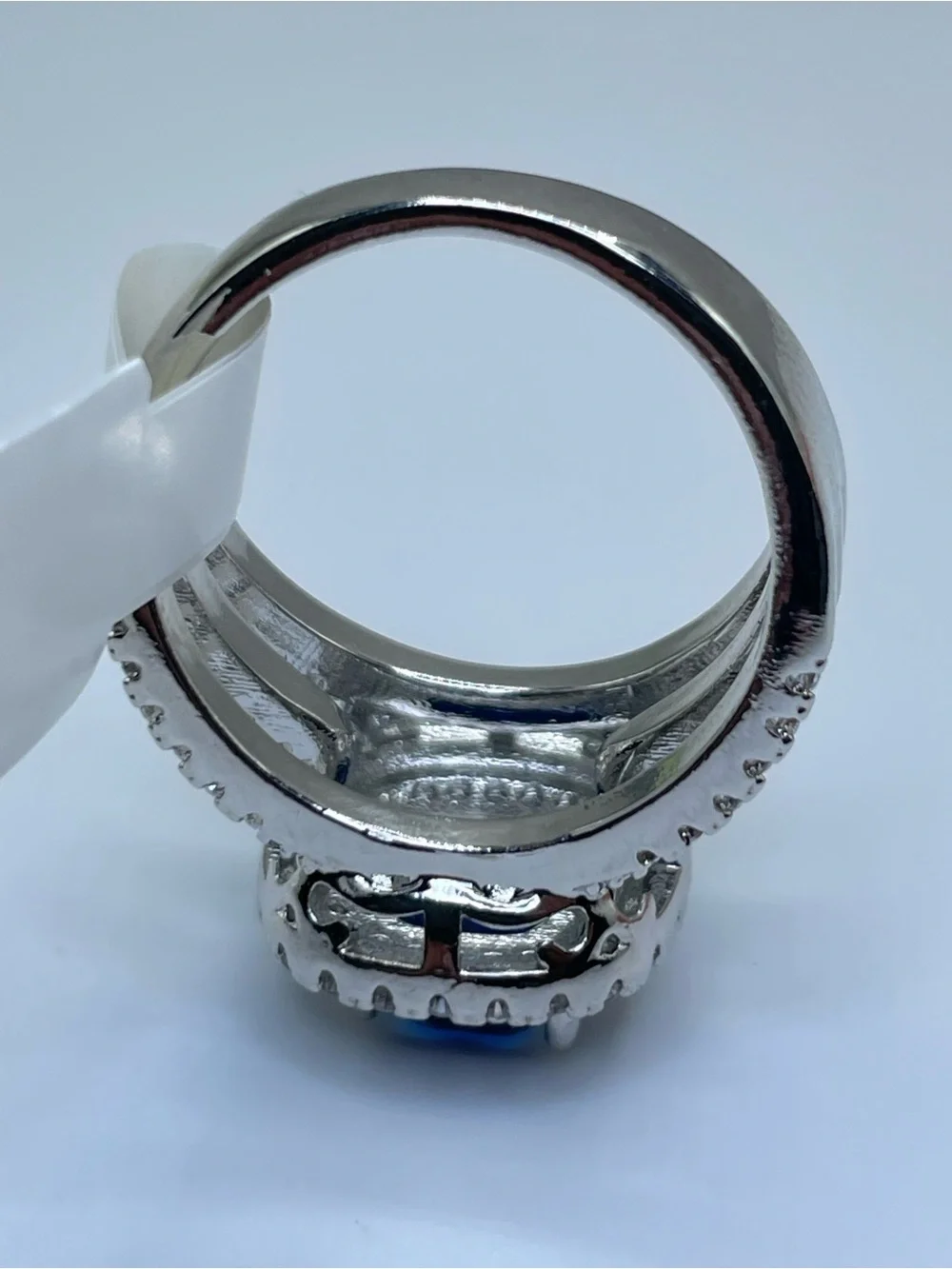 Swarovski Crystal Elements Sapphire Blue Crystal Halo Statement Ring Size 8